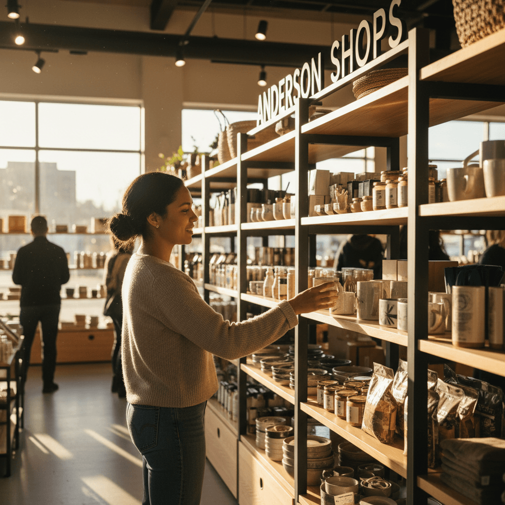Customer shopping in Anderson Shops store